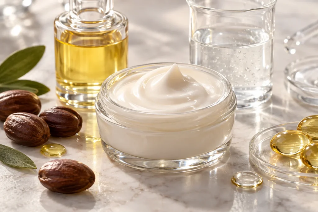 Tranexamic Acid Brightening Essence Cream — Moisturizing & Nourishing formulation concept